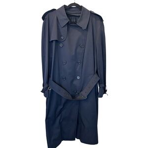 VTG Burberrys Navy Trench Coat Pristine Wool Liner 54 REG US 44 1989 Belt